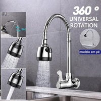Torneira Gourmet de Parede Cromada com Arejador de 2 Jatos