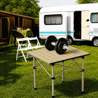 Mesa Dobrável Camping 53x50x50cm Com Bolsa Bege