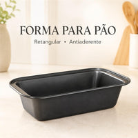 Forma Retangular Antiaderente em Aço Carbono para Pão Caseiro