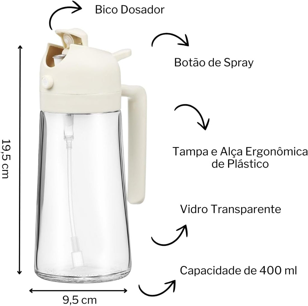 Azeiteiro Spray de Vidro 500 ml Preto