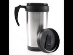Vídeo ilustrativo de caneca de inox com tampa e alça. Modelo equivalente: aparência, medidas e acessórios podem variar. Confira as características e os itens inclusos na descrição.