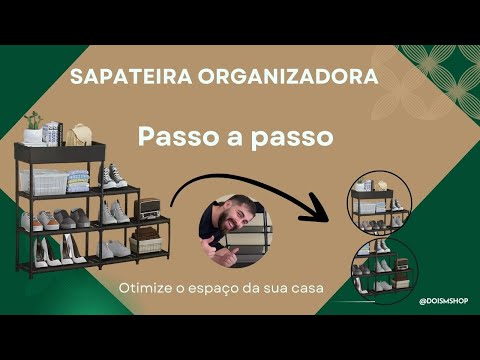 Vídeo ilustrativo de montagem de sapateira de quatro andares. Modelo equivalente: medidas e acessórios podem variar. Confira as características e os itens inclusos na descrição.