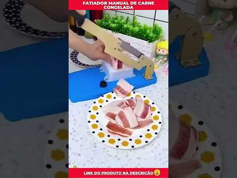 Vídeo ilustrativo de fatiador manual de carnes. Modelo equivalente: aparência, medidas e acessórios podem variar. Confira as características e os itens inclusos na descrição.